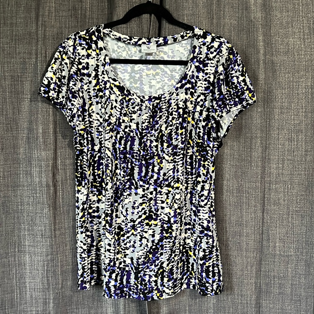 Worthington stretch round neck blouse short sleeve XLT excellent condition